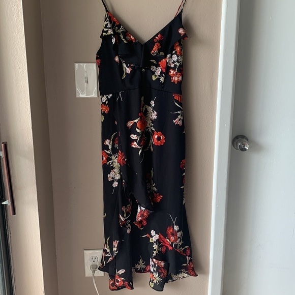 Floral Sleeveless Faux Wrap High Low Romper Dress - Picture 2 of 8